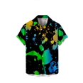 thumbnail image 1 of Camisas Tipo Para Hombre Camisa de manga corta con solapa y hebilla de bolsillo con impresión digital 3D de escritura a mano Spoor para hombre (Green, XXL), 1 of 6