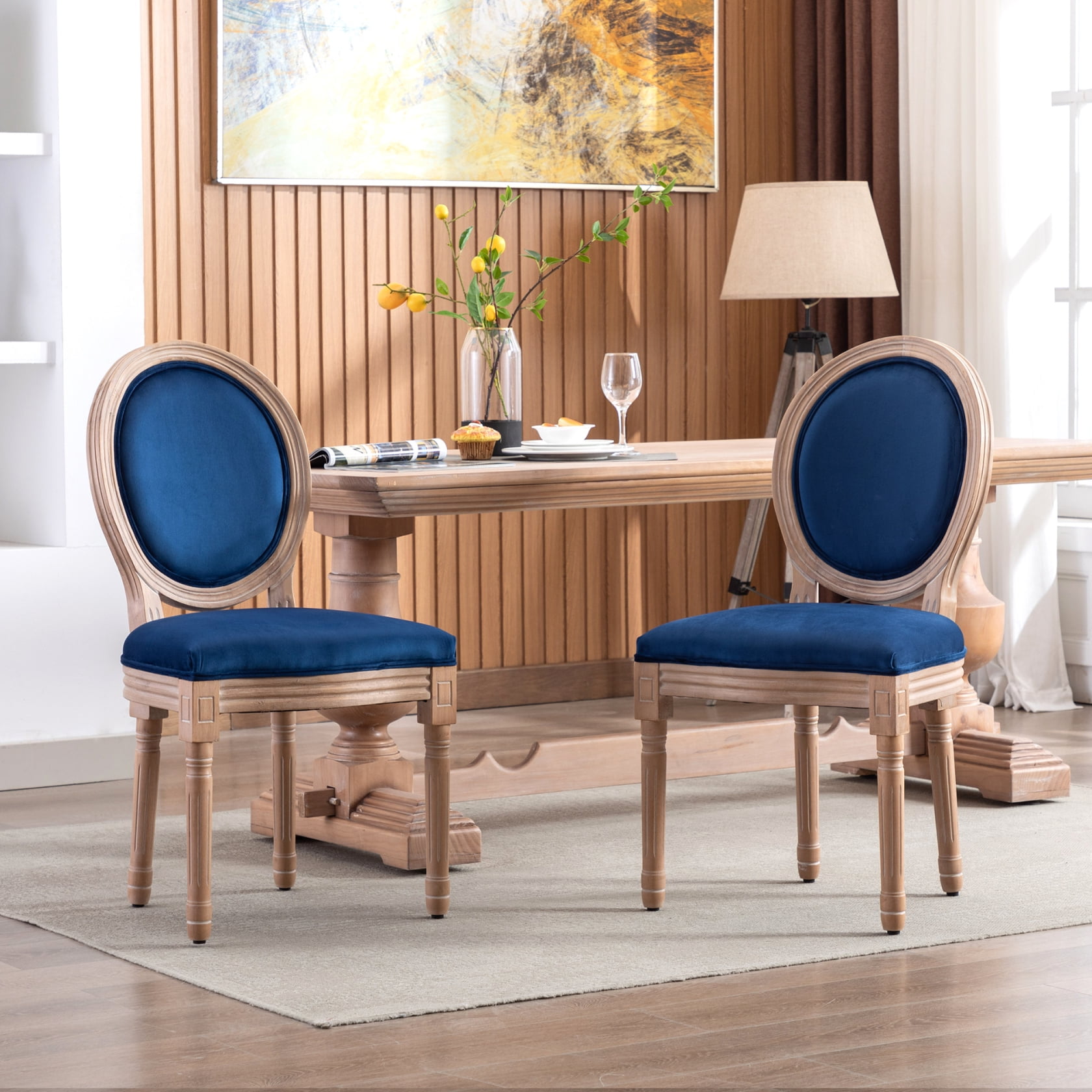 Country Dining Chairs Set of 2, Farmhouse Fabric Dining Room Chairs ...