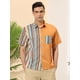 thumbnail image 2 of Camisa hawaiana Lars Amadeus de manga corta con botones patchwork a rayas verano para hombre Amarillo marron S, 2 of 6