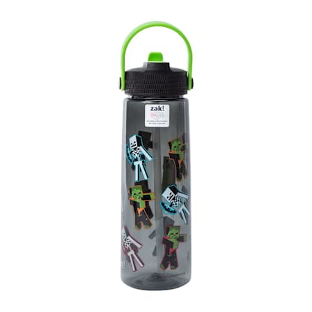Zak 30oz Minecraft Flip-Sip Sports Bottle, Green and Black Creeper