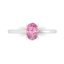 1 ct Oval Cut Simulated Pink Diamond Solitaire 18K White Gold Womens Engagement Ring