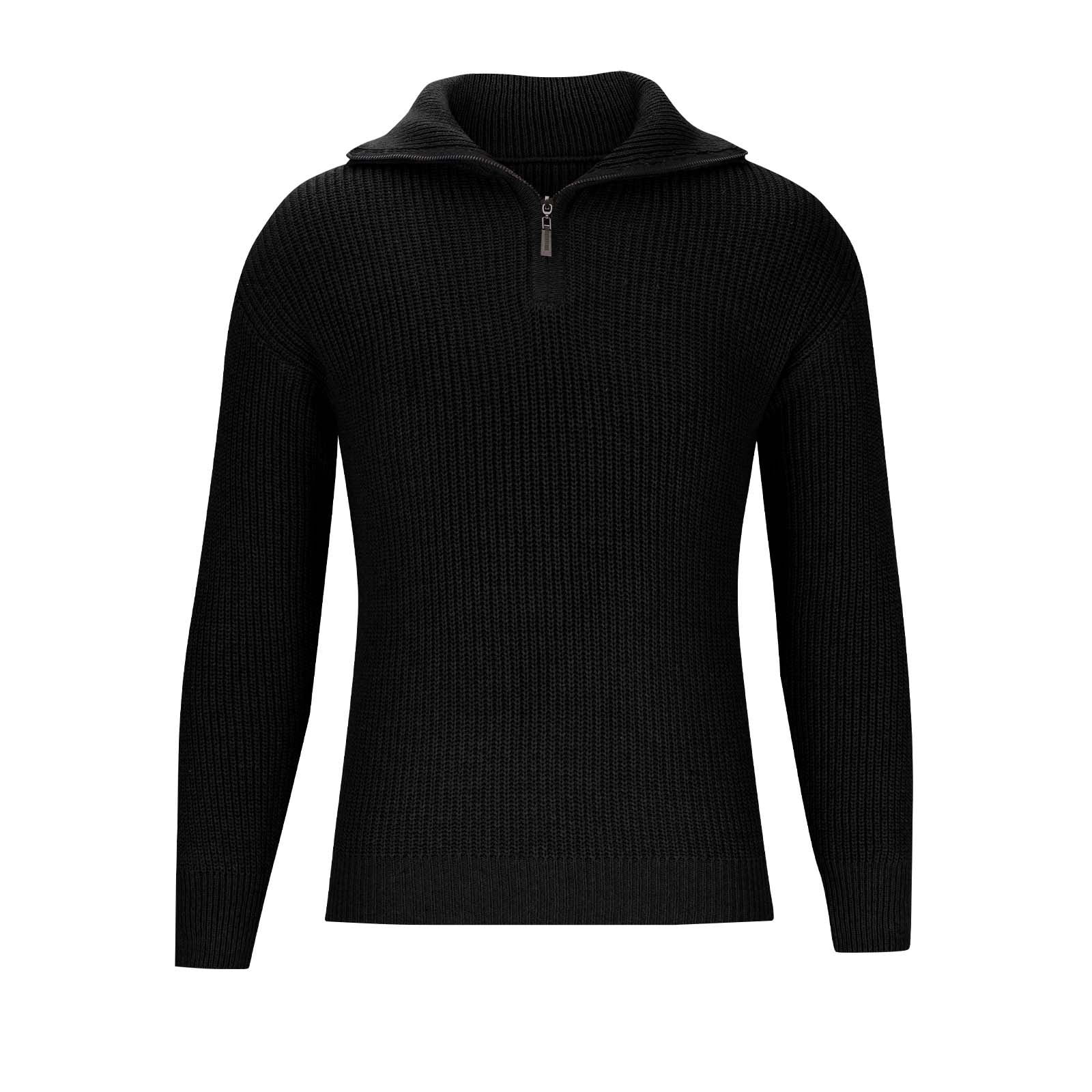 ZVNAΖH Men's Fashion Quarter Zip Pullover Long Sleeve Quilted Fall Ribbed Knit Sweatshirt Polo Mock Neck Sweaters