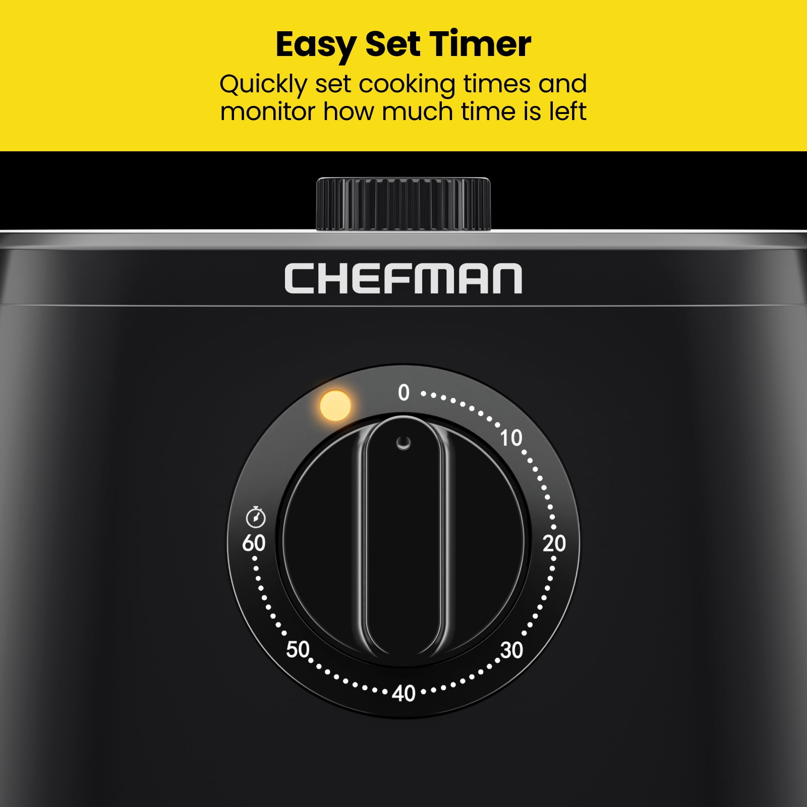 Chefman Turbofry 5-Quart Air Fryer w/ Integrated Timer, Adjustable Temp Control - Black