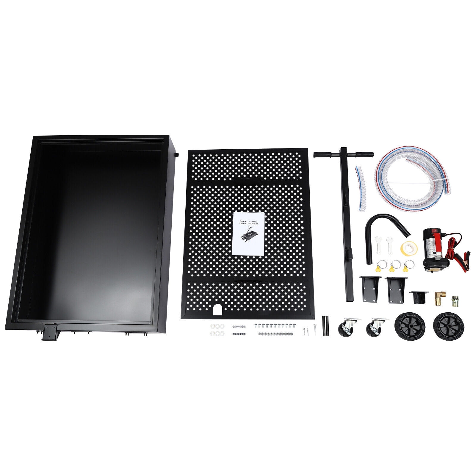 Oil Drain Pan with Pump, Oil Drain Pan, Oil Drain Cart 15 Gal Capacity Tank With a 0-145° Rotatable Handle And Four Wheels