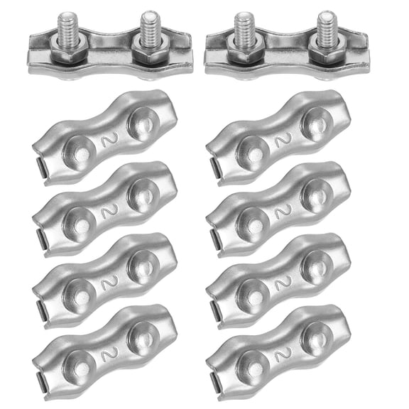 10Pcs M2 Duplex Wire Rope Clip Cable Clamp for 1/16" (1.5mm) Diameter Rope