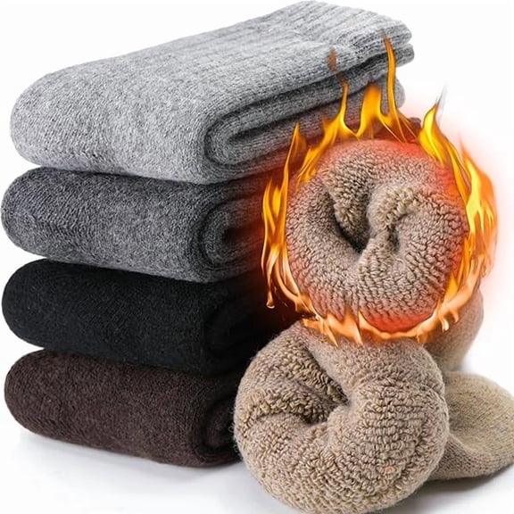 Fu997 Men Merino Wool Socks Super Thick Thermal Hiking Winter Warm Boot Heavy Soft Cozy Socks for Cold Weather