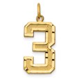 thumbnail image 1 of 14K Yellow Gold 14ky Casted Large Diamond Cut Number 3 Charm, 1 of 2