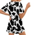 thumbnail image 3 of Yuyamidu Cow Print Nightwear for Women Pajama Set with Shorts O-neck Pajamas Top Size M Casual Short Sleeve Sleepwear Sets Fashion Jogger Sport Lounge Wear Outfits 2 Piece, 3 of 7