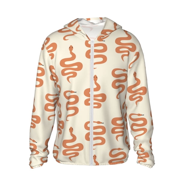 Balery Hand Drawn Snake Sudadera ligera de manga larga con capucha y protección solar UPF 50+ para hombre y mujer, ideal para pesca y running-XX-Large