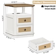 thumbnail image 3 of FAGAGA End Table with Charging Station for Living Room,Wooden Nightstand with 2 Drawers for Bedroom, Whitewash, 3 of 8