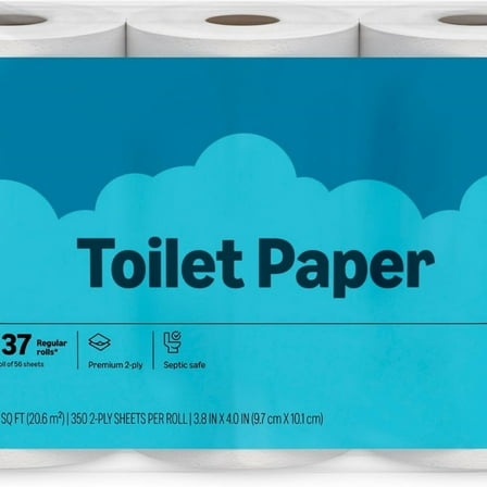 2-Ply Soft Toilet Paper, 6 Rolls (1 Pack of 6), Equivalent to 37 Regular Rolls