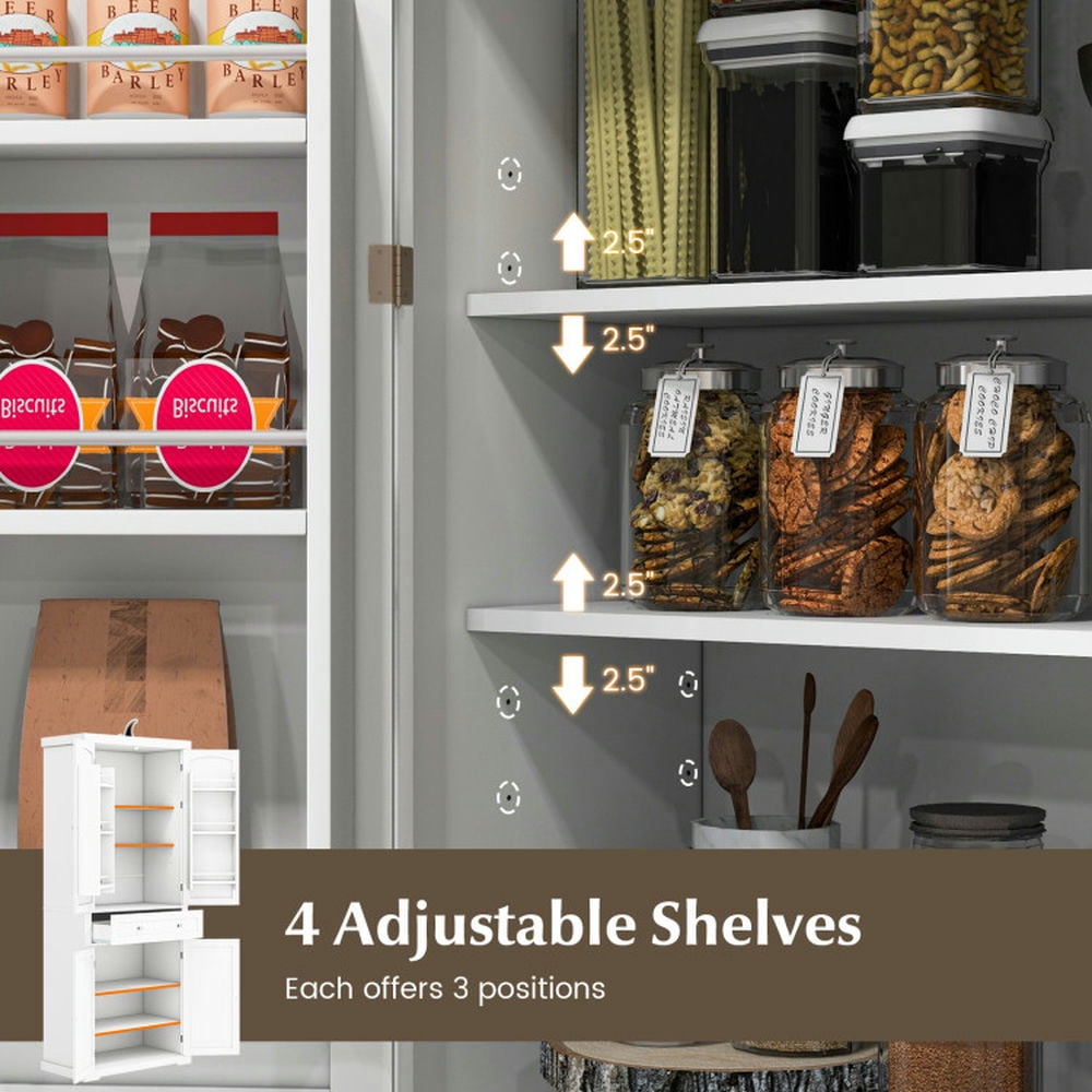 Finihen Kitchen Storage Cabinet, Buffet Sideboard, 72 Inch Freestanding Kitchen Pantry Cabinet 4 Doors Storage Cupboard Shelves Drawer, for Dining Room, Kitchen, Living Room, White Finihen Kitchen Storage Cabinet, Buffet Sideboard, 72 Inch Freestanding Kitchen Pantry Cabinet 4 Doors Storage Cupboard Shelves Drawer, for Dining Room, Kitchen, Living Room, White