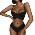 thumbnail image 1 of Gibobby Sujetador De Encaje Para Mujer Bralette para mujeres, niñas, adolescentes, 2 piezas, lencería de soporte bajo, triángulo, cuello en V(Negro, CH), 1 of 5