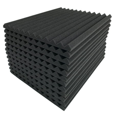 24 Pack Acoustic Foam Panel Wedge Studio Soundproofing Foam Wall Tiles