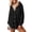 Black, variant on Women's Waffle Knit Button Down Shirt Collared Long Sleeve Loose Fit Shacket with Pocket