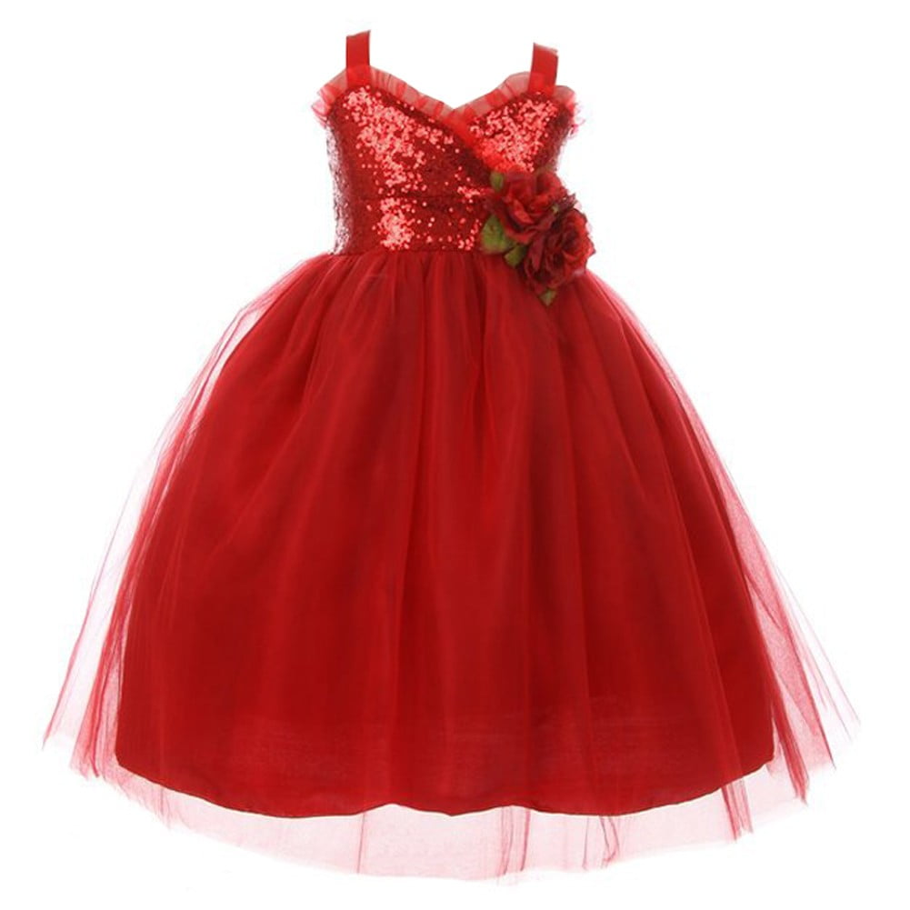 KiKi Kids USA - Girls Red Baby Sequin Ruffle Trim Tulle Layered ...