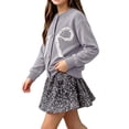 thumbnail image 2 of Lovzfmll Girl's Party Set, Glitter Button Cardigan & A-Line Skirt, Dressy Outfits for Toddler, 2-3 Years, 2 of 6