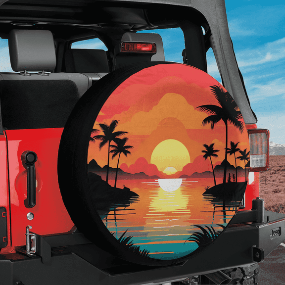 Lotusprinthandmade Beach Retro Summer Spare Tire Cover Without Backup Camera Hole