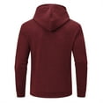 thumbnail image 2 of QPNGRP Men's Pullover Hoodies Plaid Long Sleeve Drawstring Casual Hooded Sweatshirts with Kanga Pockets Burgundy S, 2 of 6