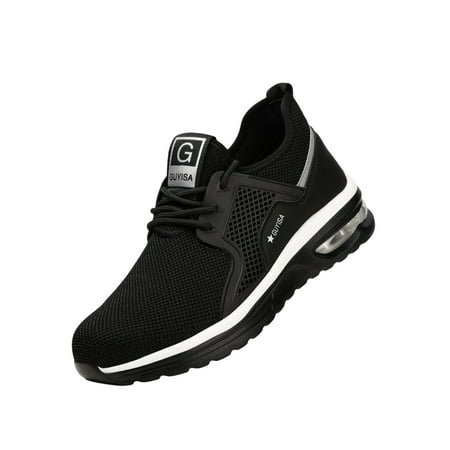 

Colisha Women Men Sneakers Breathable Safety Shoe Air Cushion Work Sneaker Outdoor Indestructible Shoes Steel Toe Working Boot Air black 7.5