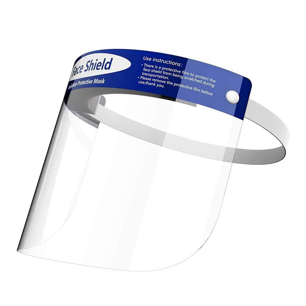 Face Shield Transparent Safety Face Shield Full Protection Cap Wide Visor Protective Film MUST Be Peeled Off 2PCS Easy to Clean