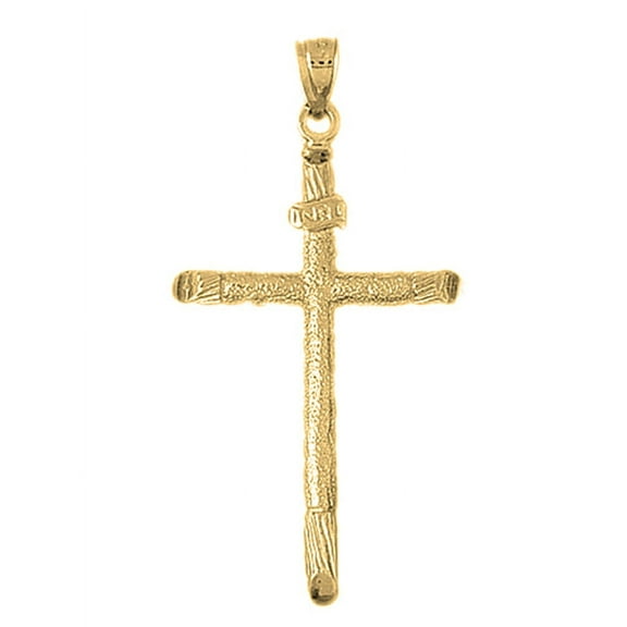 18K Yellow Gold INRI Cross Pendant - 56 mm