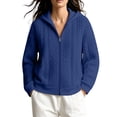 thumbnail image 6 of Inverlee Womens Full Zip Hooded Cardigan Ribbed Cuffs Side Pockets Long Sleeve Sweatshirts Casual Outerwear Loungewear Tops, 6 of 8