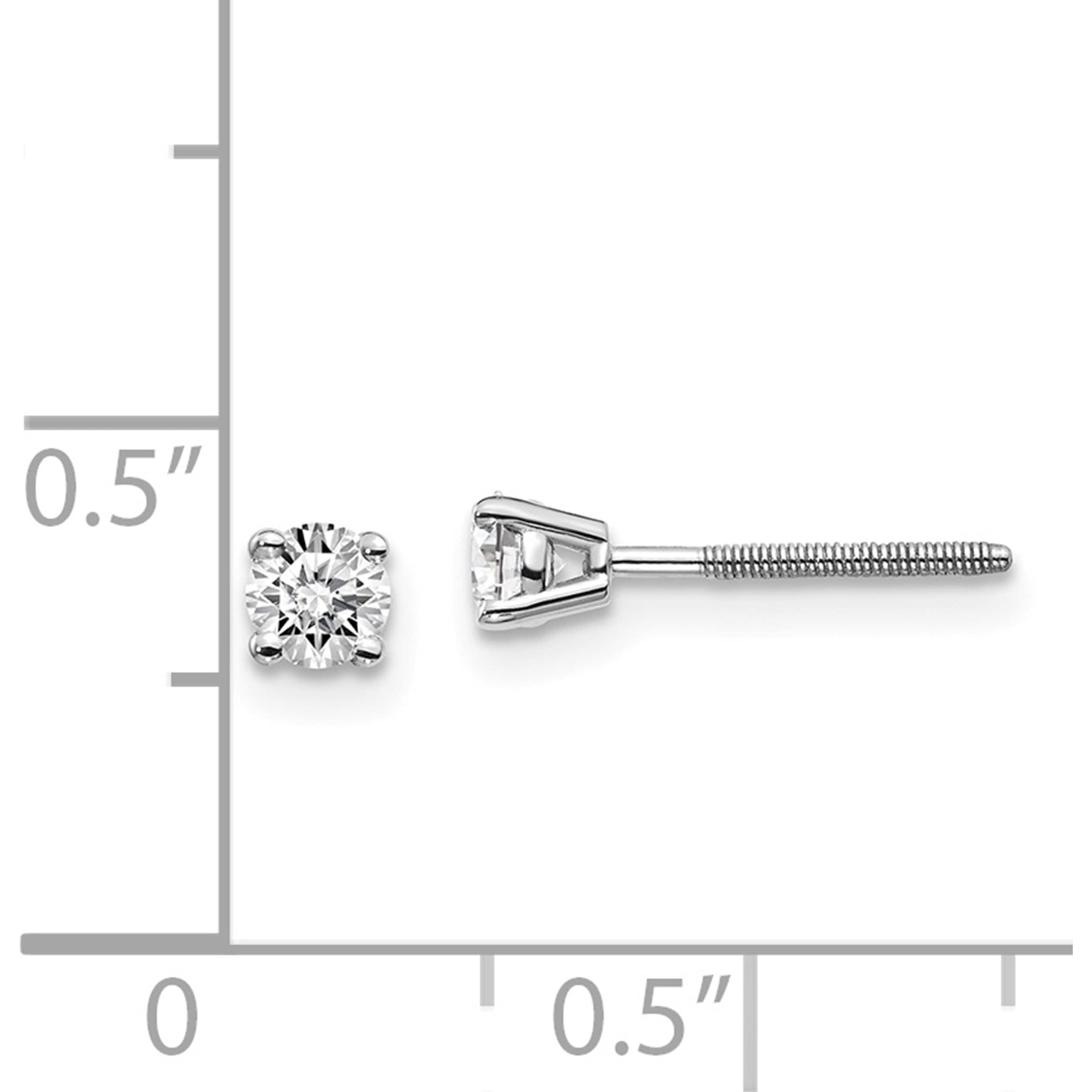 14K White Gold 14Kw .30Ct Si3 G-I Diamond Stud Thread On/Off Post Earrings (3.4 X 3.4) Made In United States st3-30w