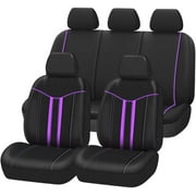 CAR-GRAND Universal Fit Rainbow Full Set Car Seat Covers,Airbag Compatible with Zipper Design,Fit for Suvs,Trucks,Sedans,Vans,Cars(Purple)