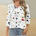 thumbnail image 2 of successthop Floral Blouses for Women Plus Size 3/4 Sleeve Shirt Lightweight Crewneck Casual Tops Print Clothes, 2 of 7