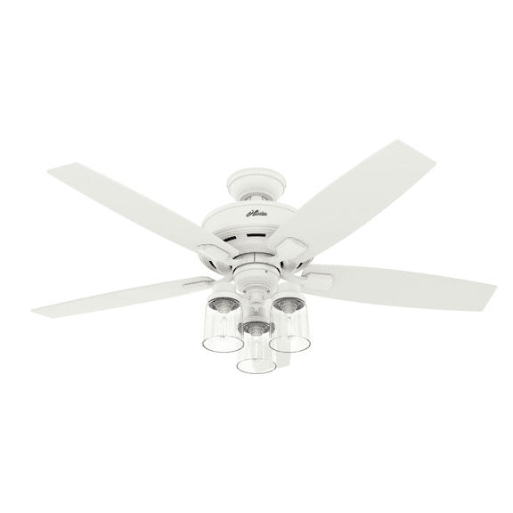 Hunter 52" Bennett Matte White Ceiling Fan with Light Kit and Remote