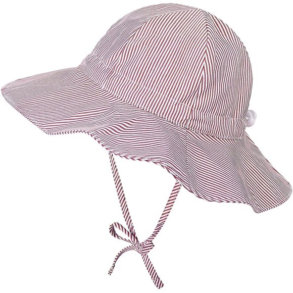 Baby Toddler Sun Bucket Hats Wide Brim Beach Hats with Bear Ears UPF 50+ Summer Play Hat Infant Sun Protection Hats