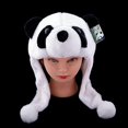 thumbnail image 1 of Sombrero de panda de peluche lindo con extremos de pompón, correas largas, gorros cálidos de invierno, 1 of 4