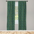 thumbnail image 2 of Ambesonne Floral 4-Panel Curtains, Graphical Geometric Flowers, 56"x84", Fern Green Dark Teal, 2 of 4