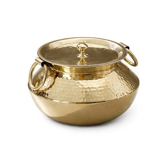 PTAL Brass Patili with Lid and Handles for Cooking Teflon Free Degchi 3L Brass Handi for Cooking