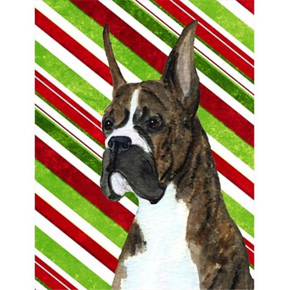 11 x 15 In. Boxer Candy Cane Holiday Christmas Flag, Garden Size