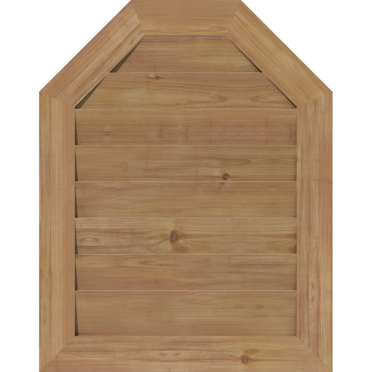 18"W x 22"H Octagonal Top Gable Vent (23"W x 27"H Frame Size): Unfinished, Non-Functional, Smooth Western Red Cedar Gable Vent w/ Decorative Face Frame