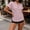 Pink, variant on Sevevn Women's V Neck Button Down Short Sleeve Blouse Casual Loose Fit Eyelet Embroidery Tunic Tops Green M