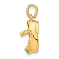 thumbnail image 2 of 14k Yellow Gold Textured Polished 3-d August Peridot Engraveable Small Shoe Charm 19x7mm Wide Pendant Necklace for Women, 2 of 5