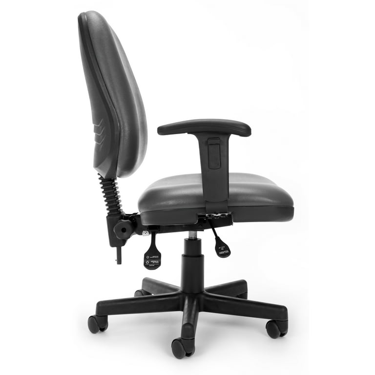 OFM Straton Series Mid Back Black Armless Vinyl Swivel Task Chair