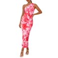 thumbnail image 1 of Vestido PRETTYGARDEN de un Hombro Fruncido Floral Rosa XXL, 1 of 8