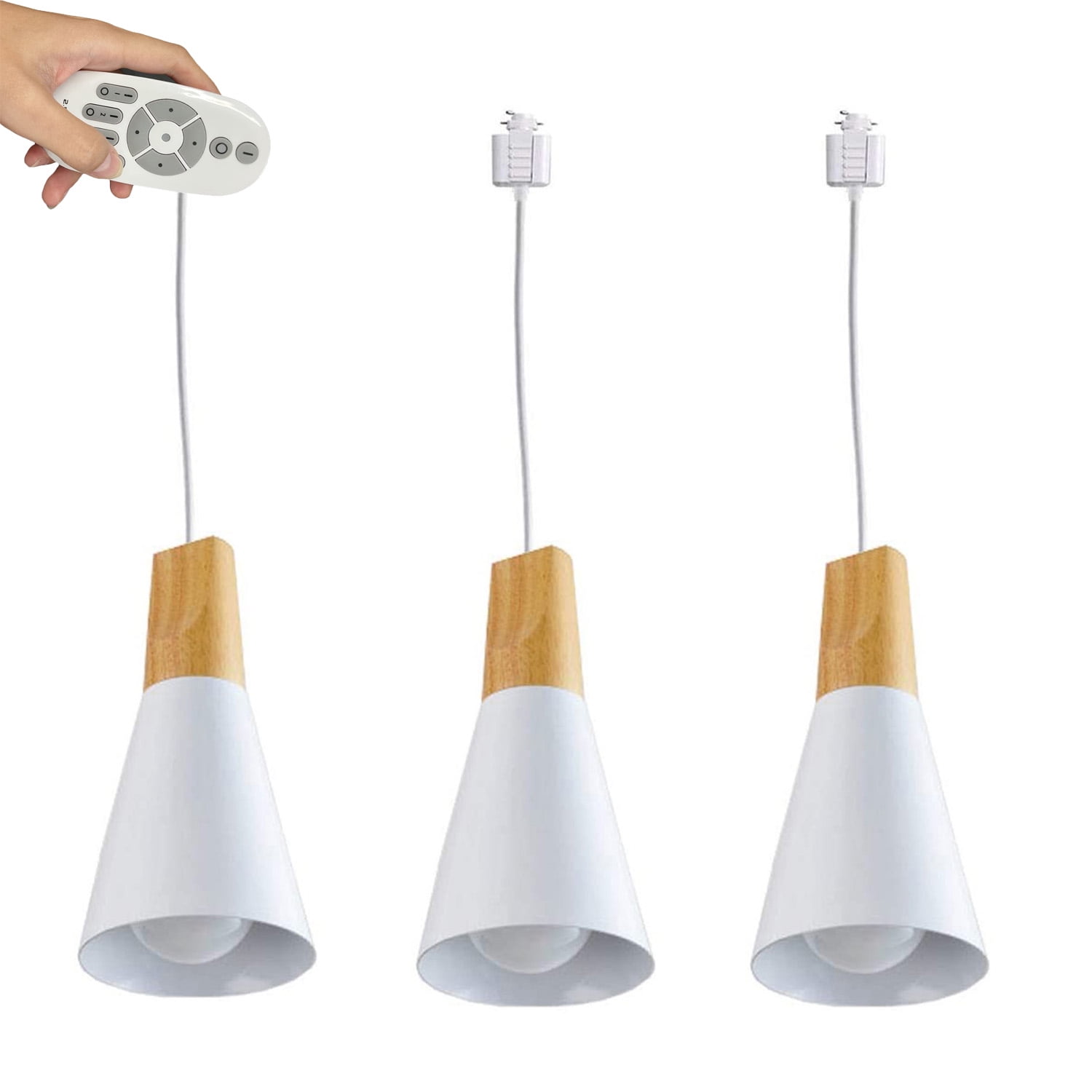 FSLiving Remote Control Pendant Light 3 Lights HType Track Pendant