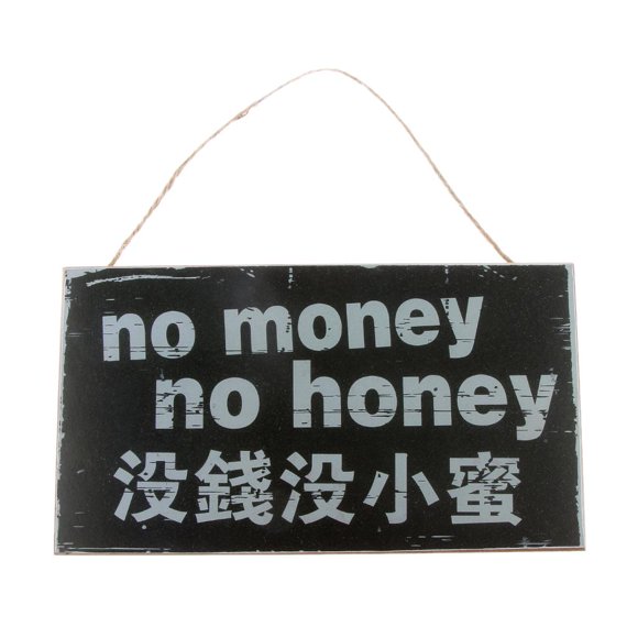 DOLITY Rustic Wood Hanging Sign Home Door NO MONEY NO Sign Plaque