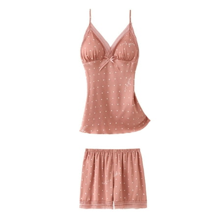 eczipvz Lingerie for Women Women Lingerie Lace Trim Nightgown Tank Top BoyShorts Sleepwear 2 Piece Pajama Set Pink XXL
