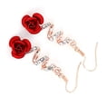thumbnail image 3 of Pendientes de rosa con diamantes de imitación para mujer, de aleación, brillantes, exquisitos y elegantes, joyería para fiesta de boda., 3 of 12
