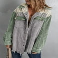 thumbnail image 4 of Womens Corduroy Shacket Jacket Long Sleeve Button Down Color Block Hooded Coat with Pockets, 4 of 7