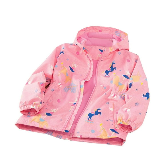 CYRBOKO Girls Hooded Jeckets, Printed Long Sleeve Zip up Sport Winter Coats Pink Size 10-12 T