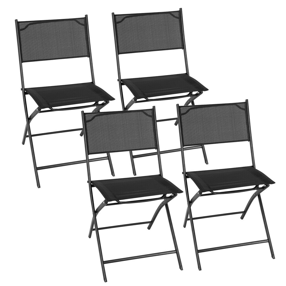 Patio Folding Sling Chairs Outdoor Pool Garden Beach Camping Folding Chair 4 Set 