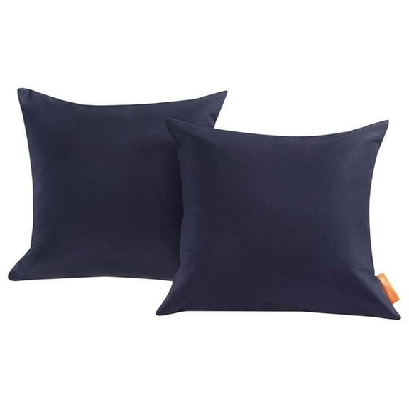 Bowery Hill 2-Piece Modern Fabric Outdoor Patio Pillow Set in Navy