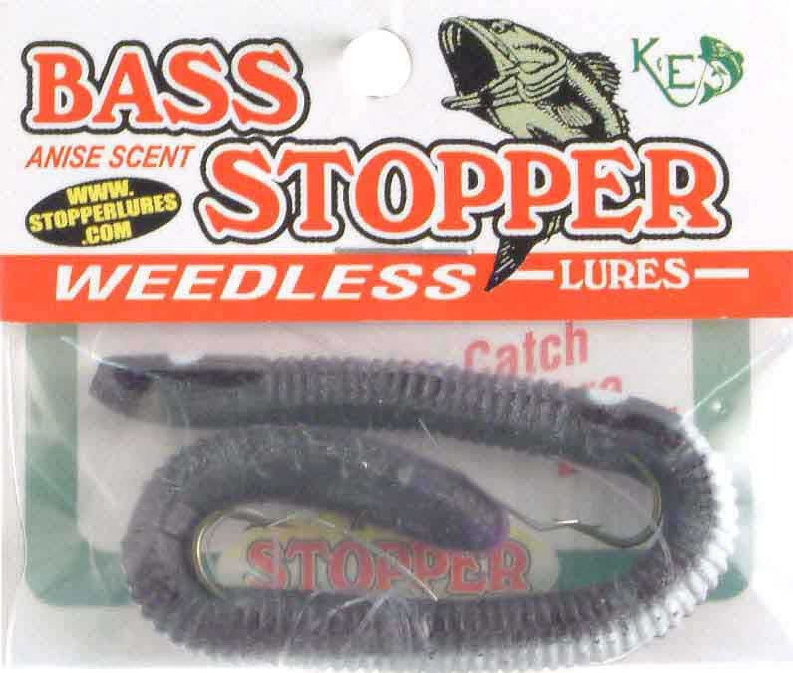 K&E Tackle Bass Stopper Worm Fishing Lure, Purple/White Stripe, 5 1/2"